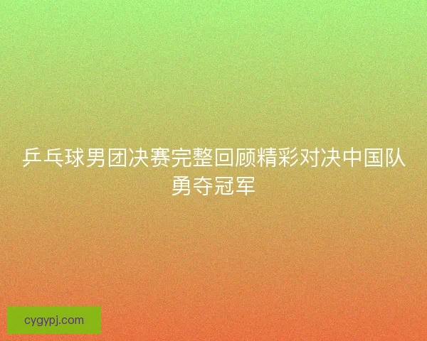 乒乓球男团决赛完整回顾精彩对决中国队勇夺冠军